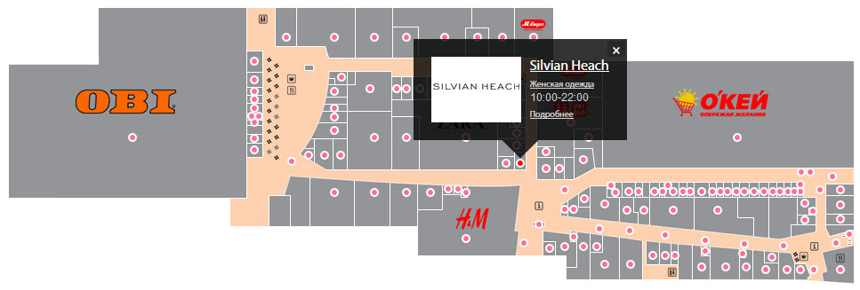 Схема расположения магазина Silvian Heach в ТП Отрада